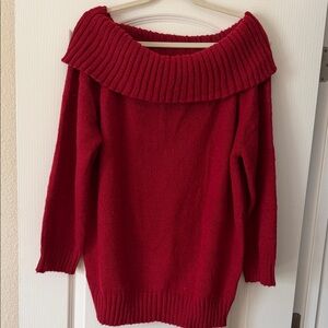 Stylish Off-Shoulder Red Sweater